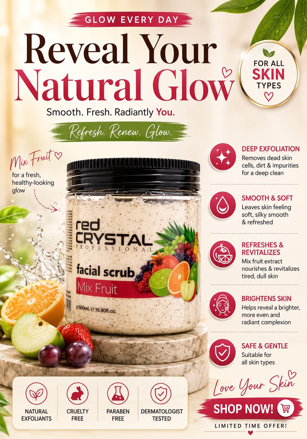 red Crystal facial Scrub- Mix fruits